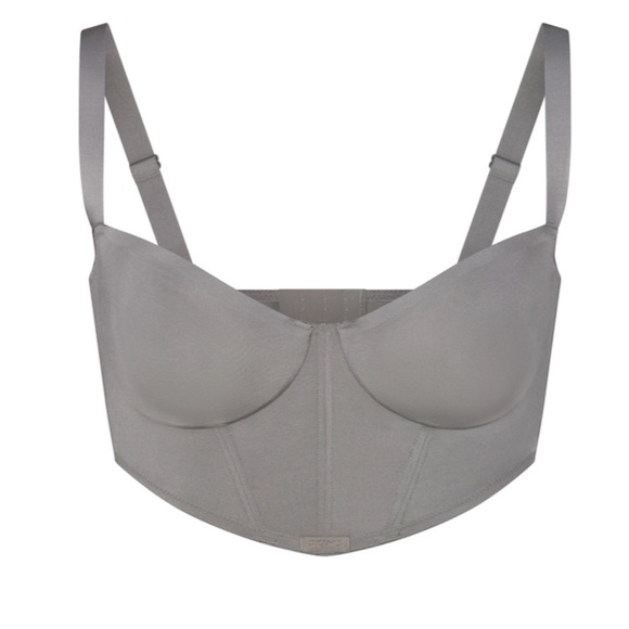 SKIMS LOGO SHINE BALCONETTE CORSET BRA | GREY CHALK - GREY CHALK / 46 / D NWT - Picture 4 of 8